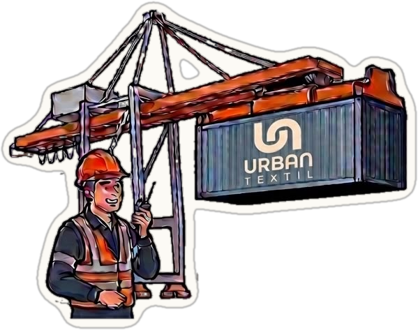 Sticker: grúa portuaria descargando un contenedor Urban Textil